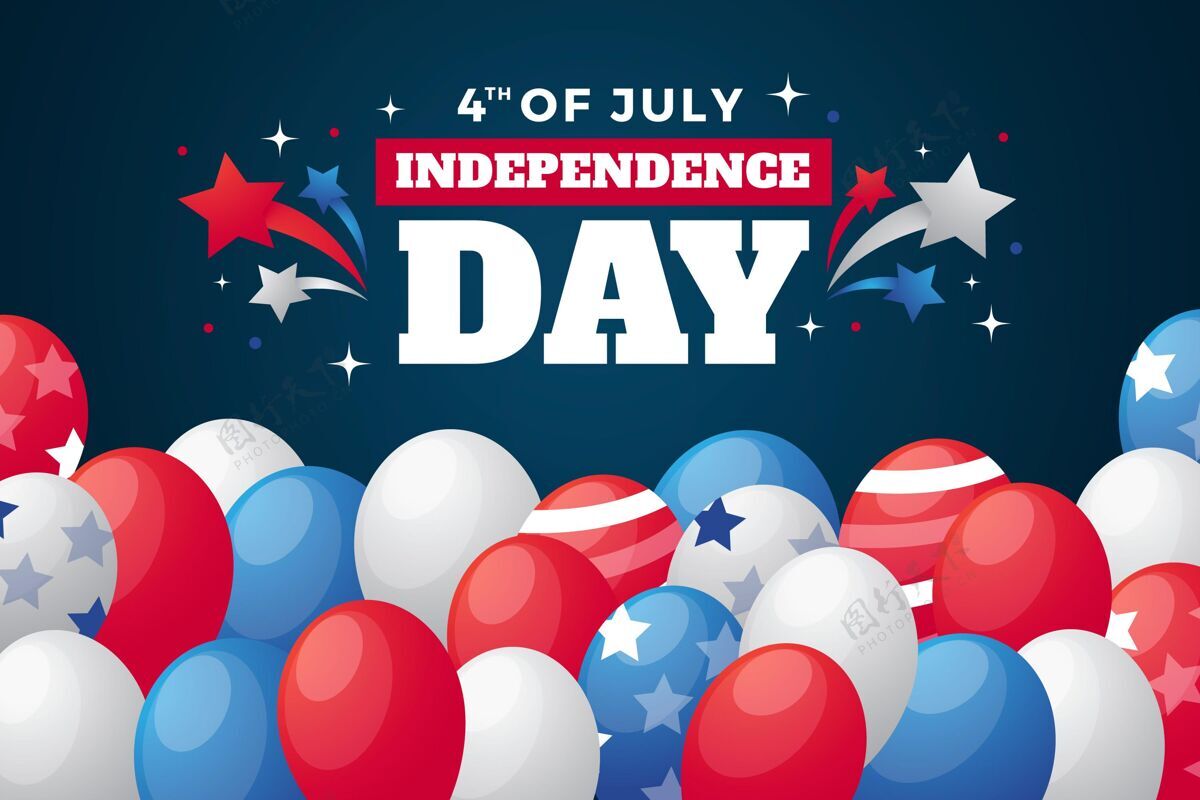 渐变背景七月四日独立日气球背景美国美国庆典