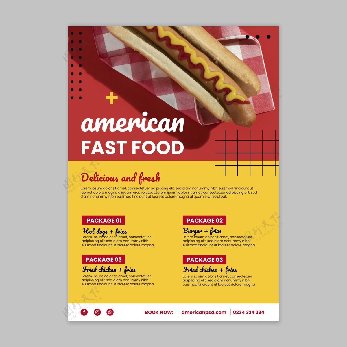 传单美国食品垂直传单模板随时打印垂直食物