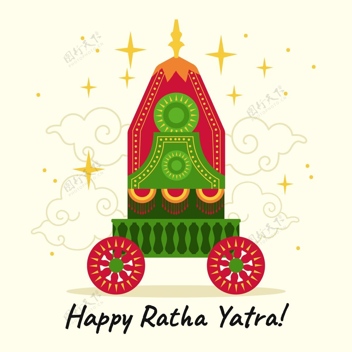 印度快乐rathyatra庆祝活动节日