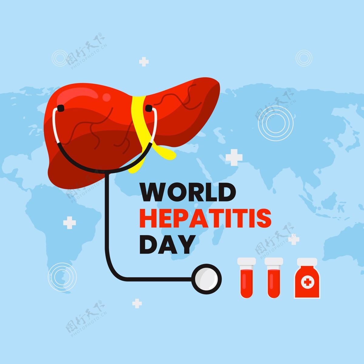 生病平面世界肝炎日插画意识国际事件