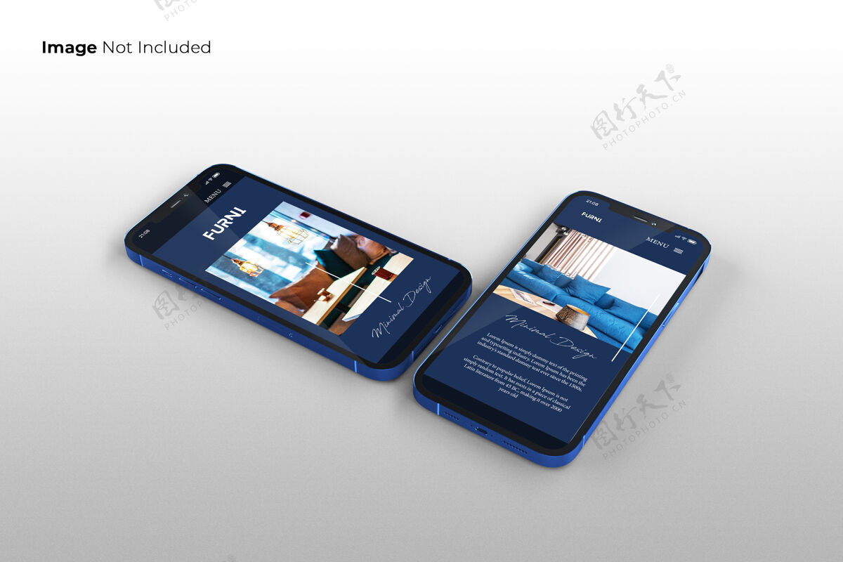 黄金全屏幕蓝色智能手机模型设计手机清洁显示