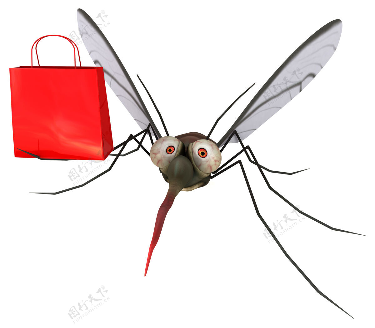 疾病蚊子3d插图购物昆虫传播