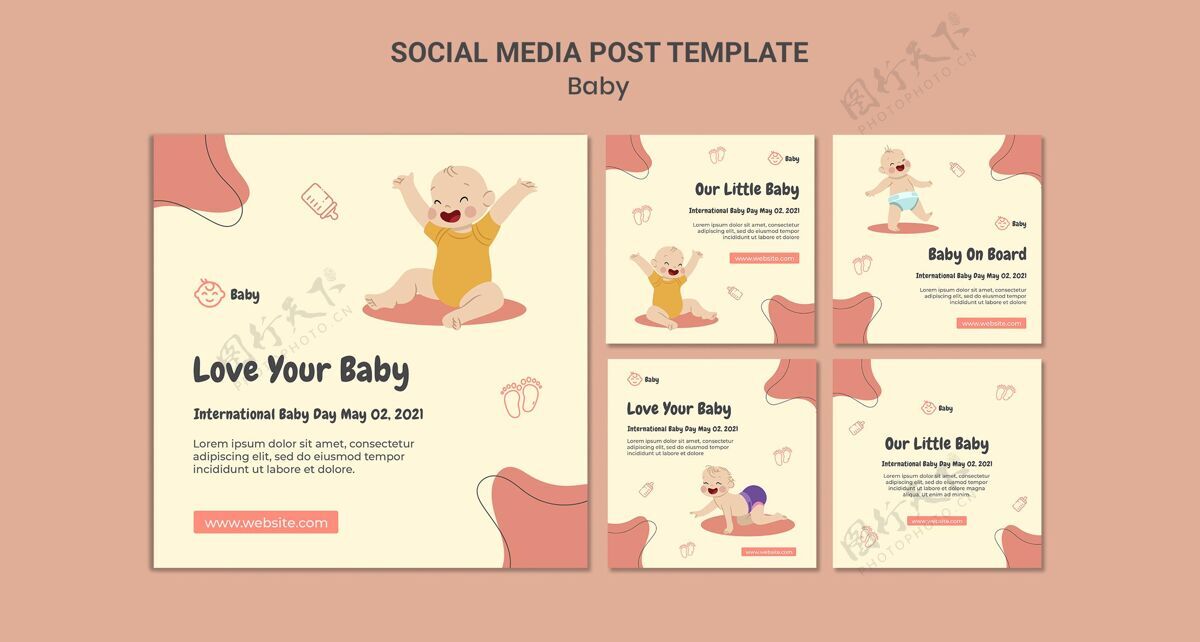 小Instagram为国际婴儿日发布了一系列的帖子包装Instagram帖子婴儿