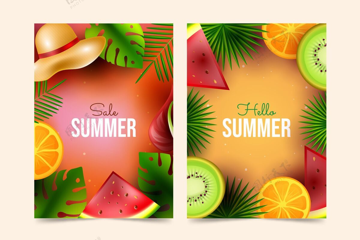 优惠现实的夏季销售卡收集夏季包装购物