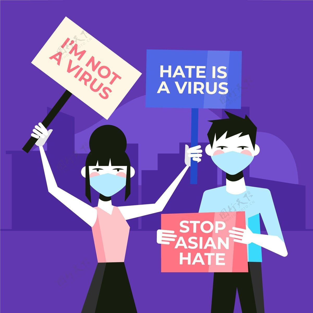 种族主义平面停止亚洲仇恨信息说明停止种族主义病毒多样性