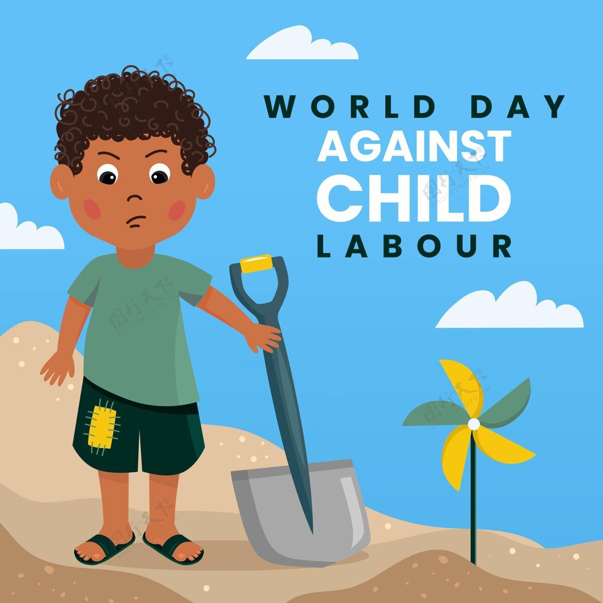 活动世界反童工日插图预防意识平面设计