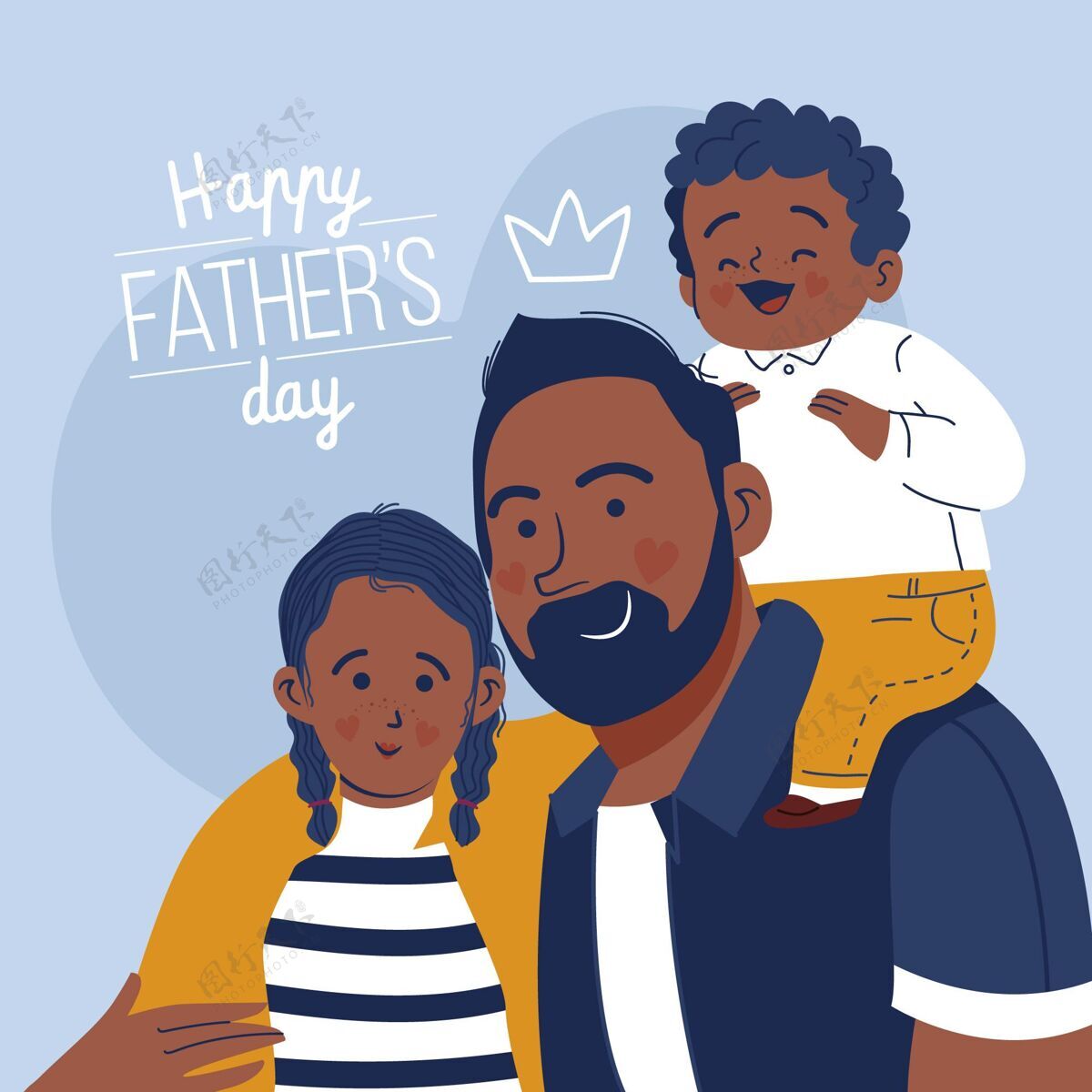 男性手绘父亲节插图庆祝家庭父亲节