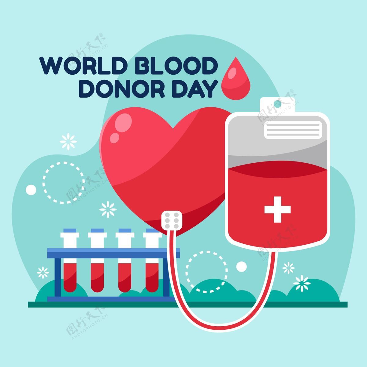 国际卡通世界献血者日插画世界拯救生命健康