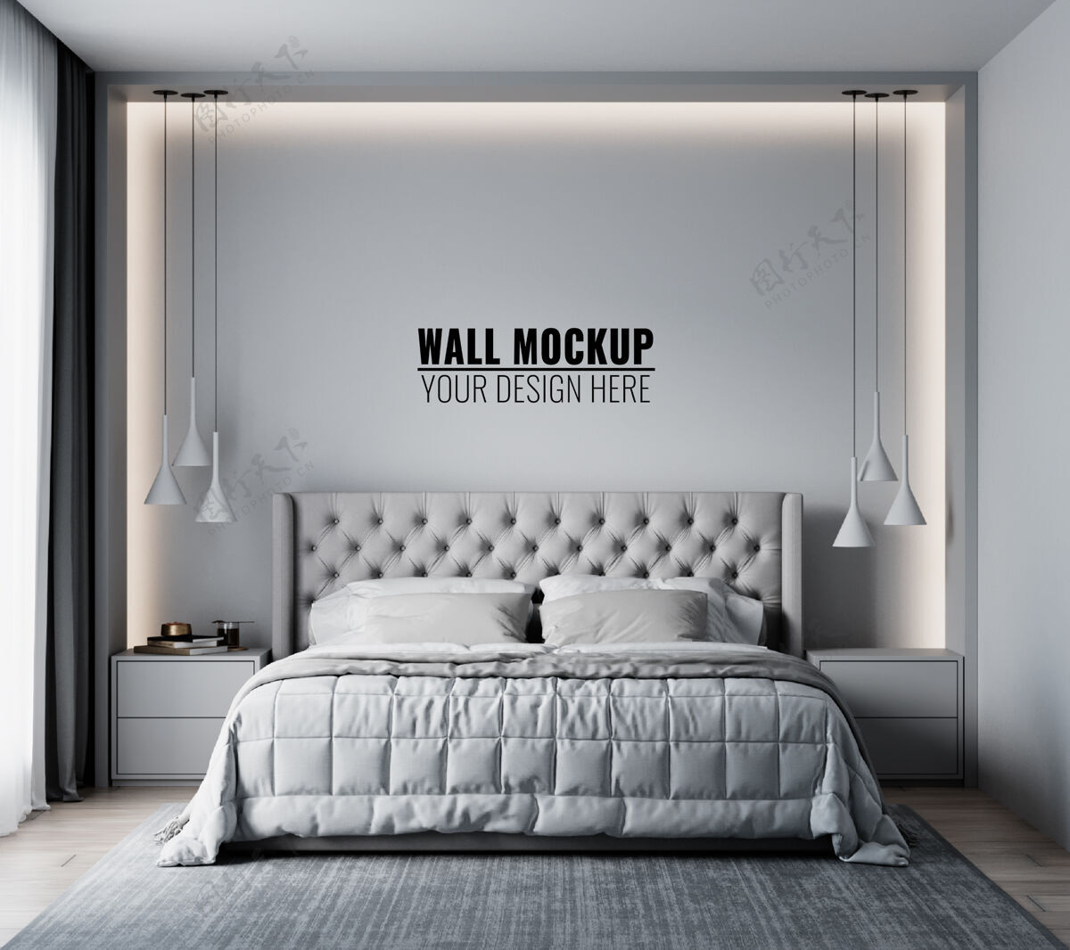 墙卧室内部的墙壁模型三维室内墙模型床