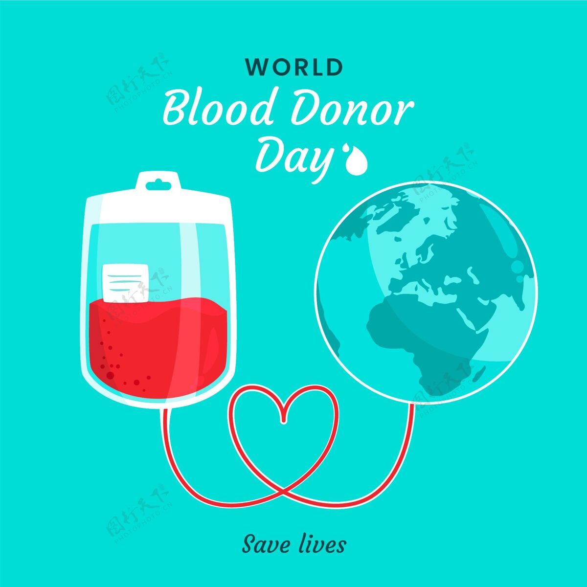 全球手绘世界献血者日插画国际6月14日活动