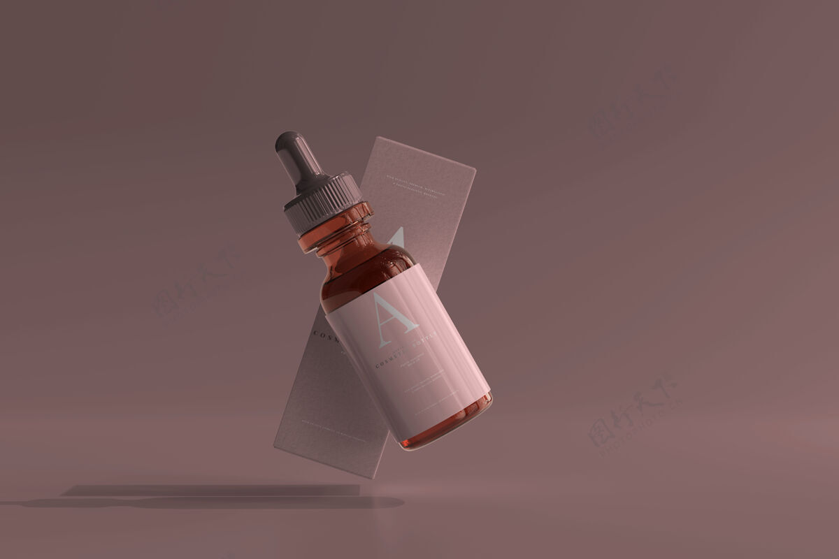 滴管瓶琥珀玻璃滴管瓶与箱模型精油制药疫苗