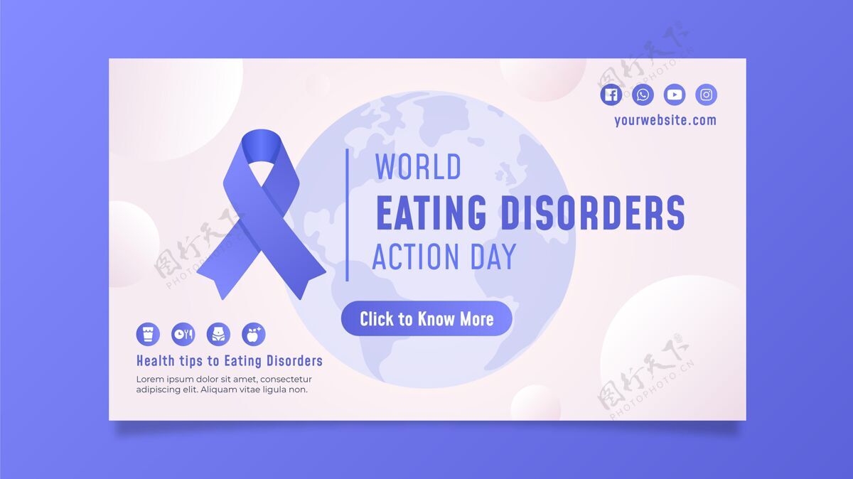 全球梯度世界饮食失调行动日横幅集意识横幅模板国际