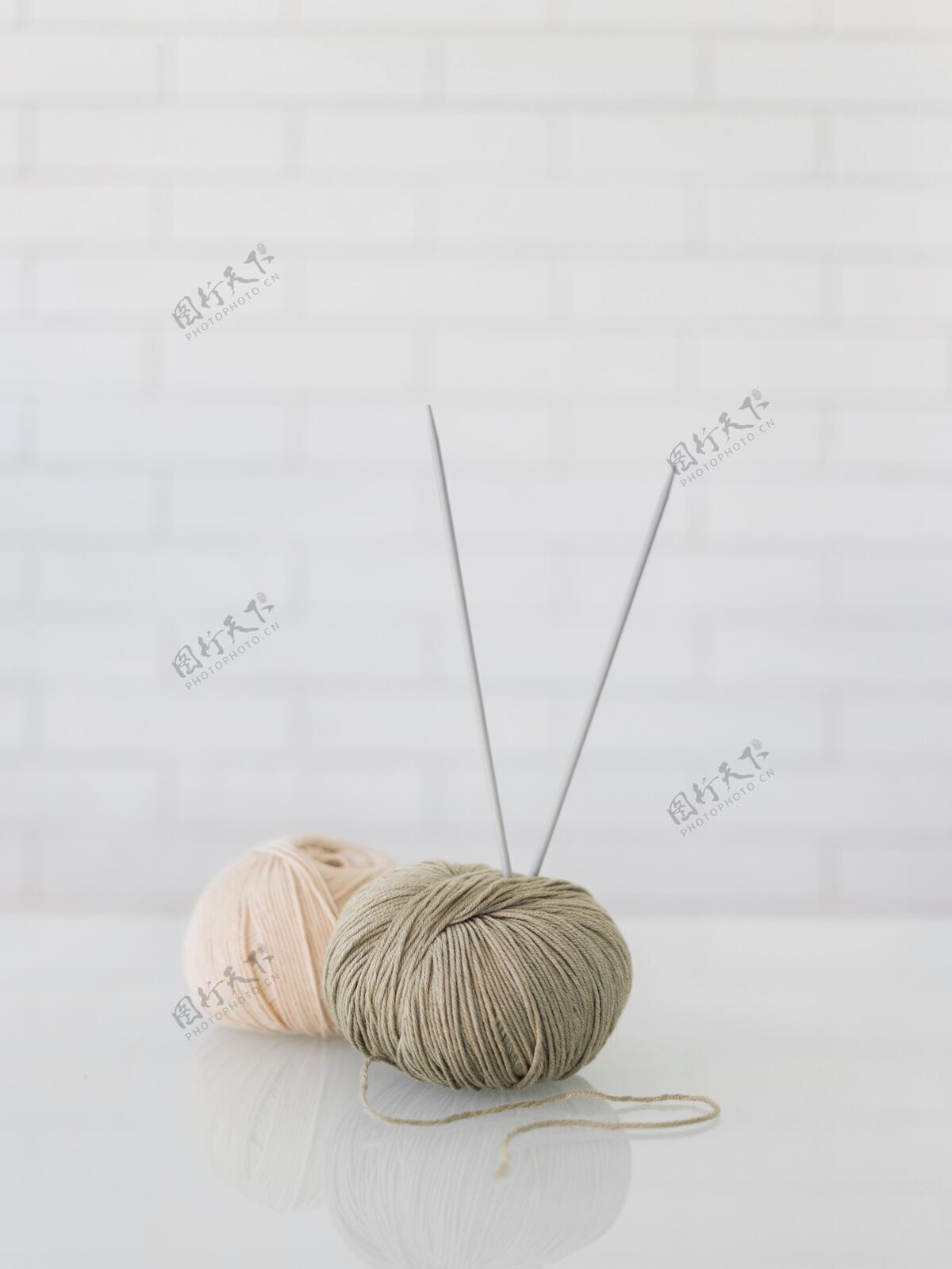羊毛特写羊毛线编织纱线针织针针织