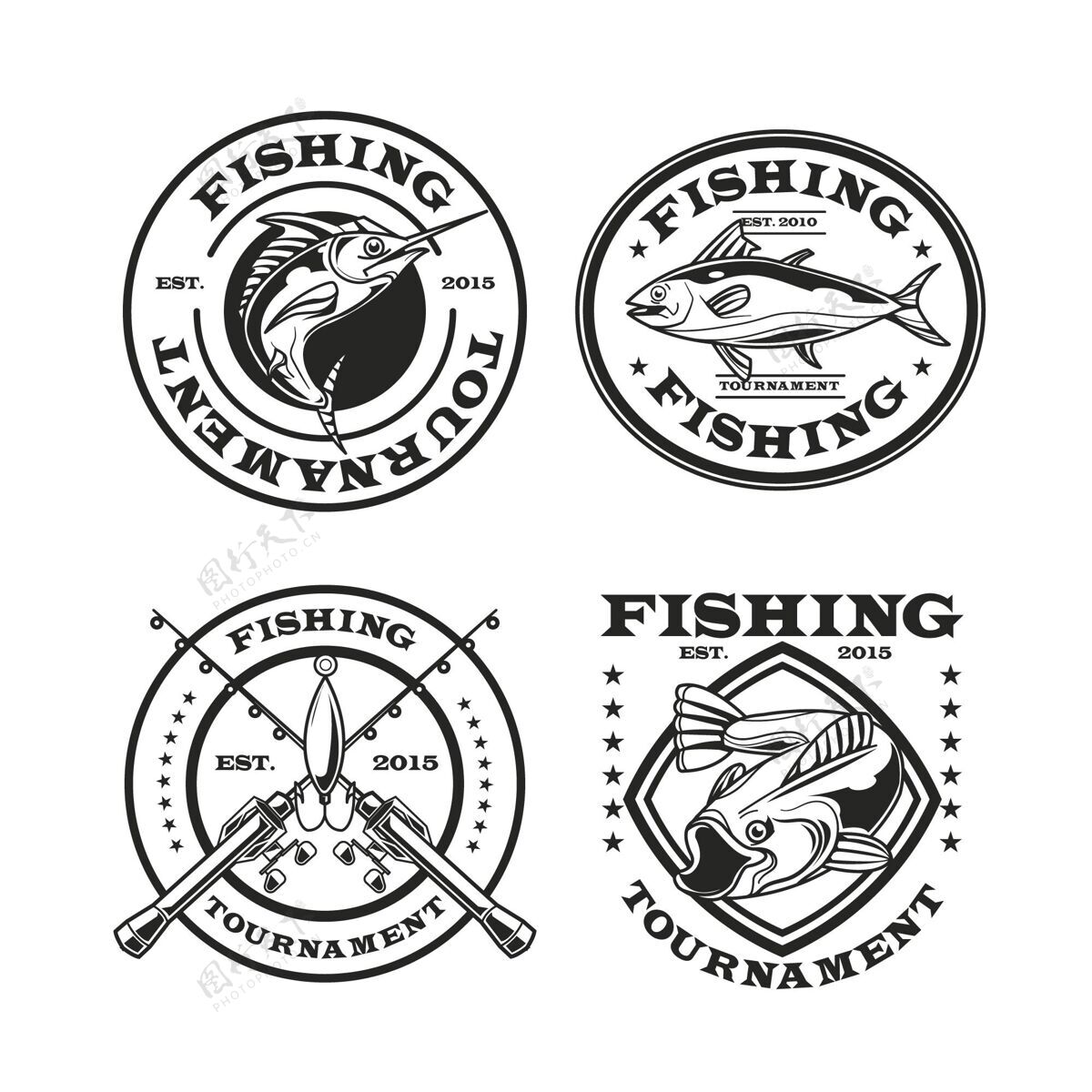 细节复古钓鱼徽章包符号年份邮票