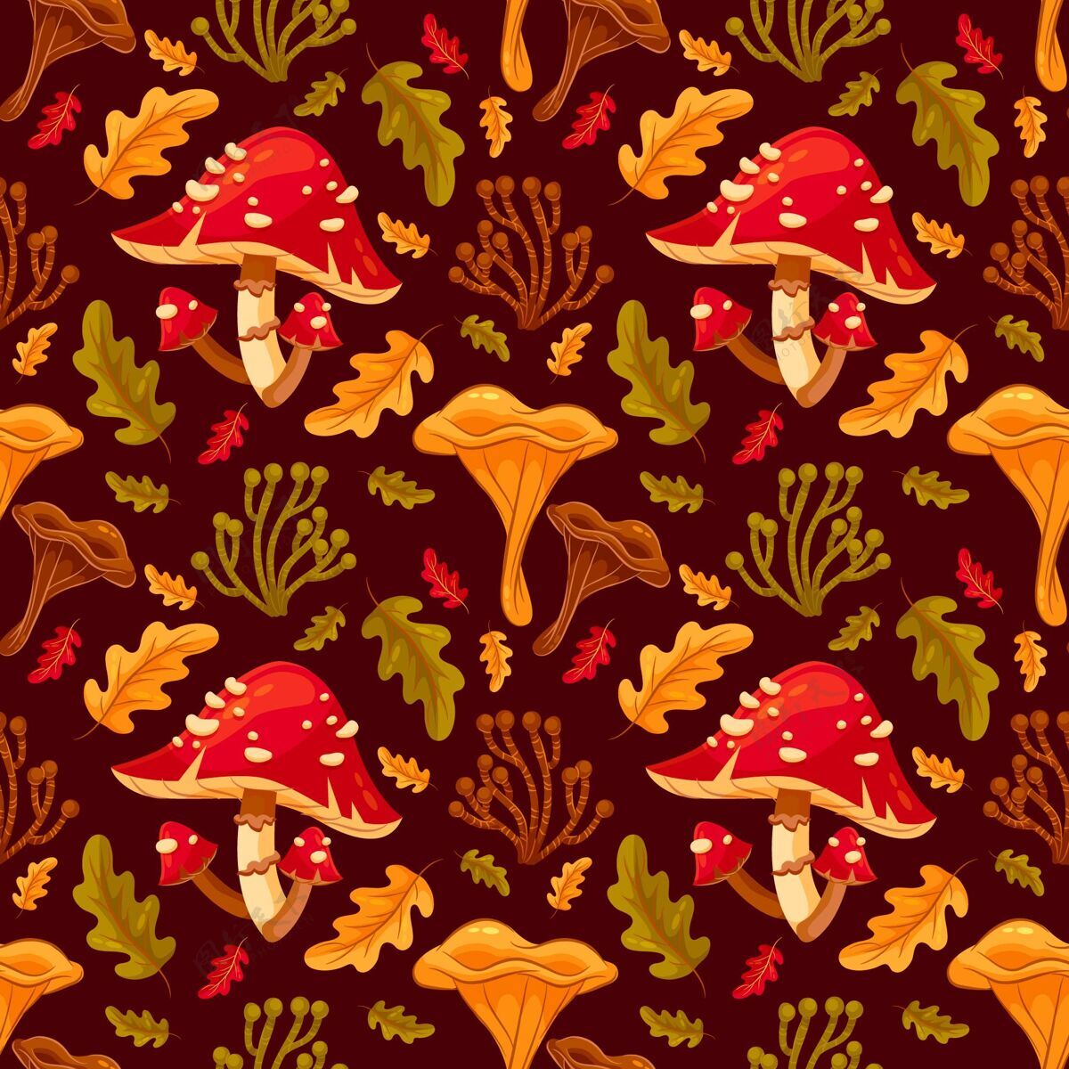 蘑菇手绘蘑菇图案背景蘑菇背景图案