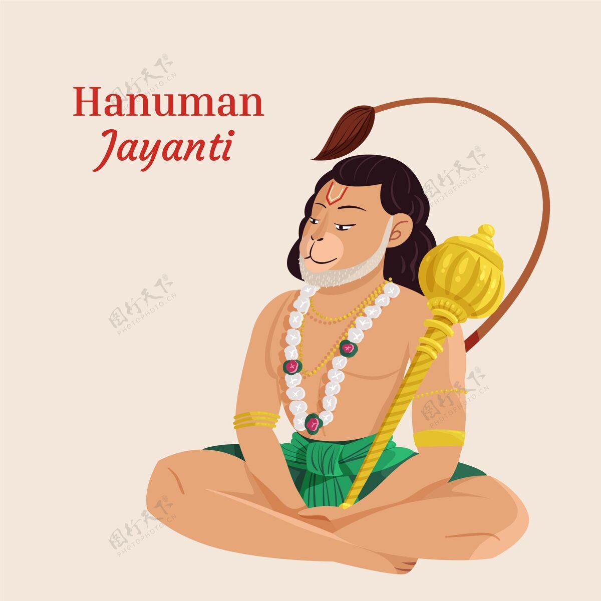 印度手绘hanumanjayanti插图印度教印度4月27日