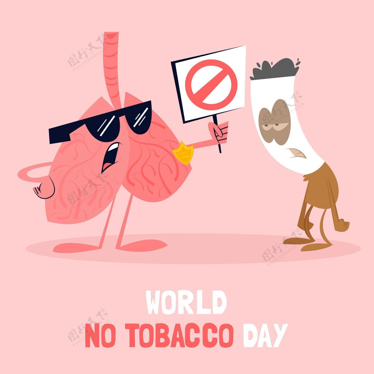 意识手绘世界无烟日插画国际习惯全球