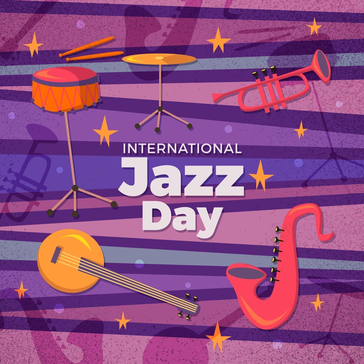 音乐会手绘国际爵士日插画爵士乐爵士乐活动