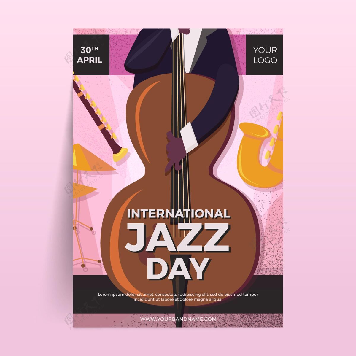爵士乐音乐会手绘国际爵士日海报模板爵士乐日活动国际
