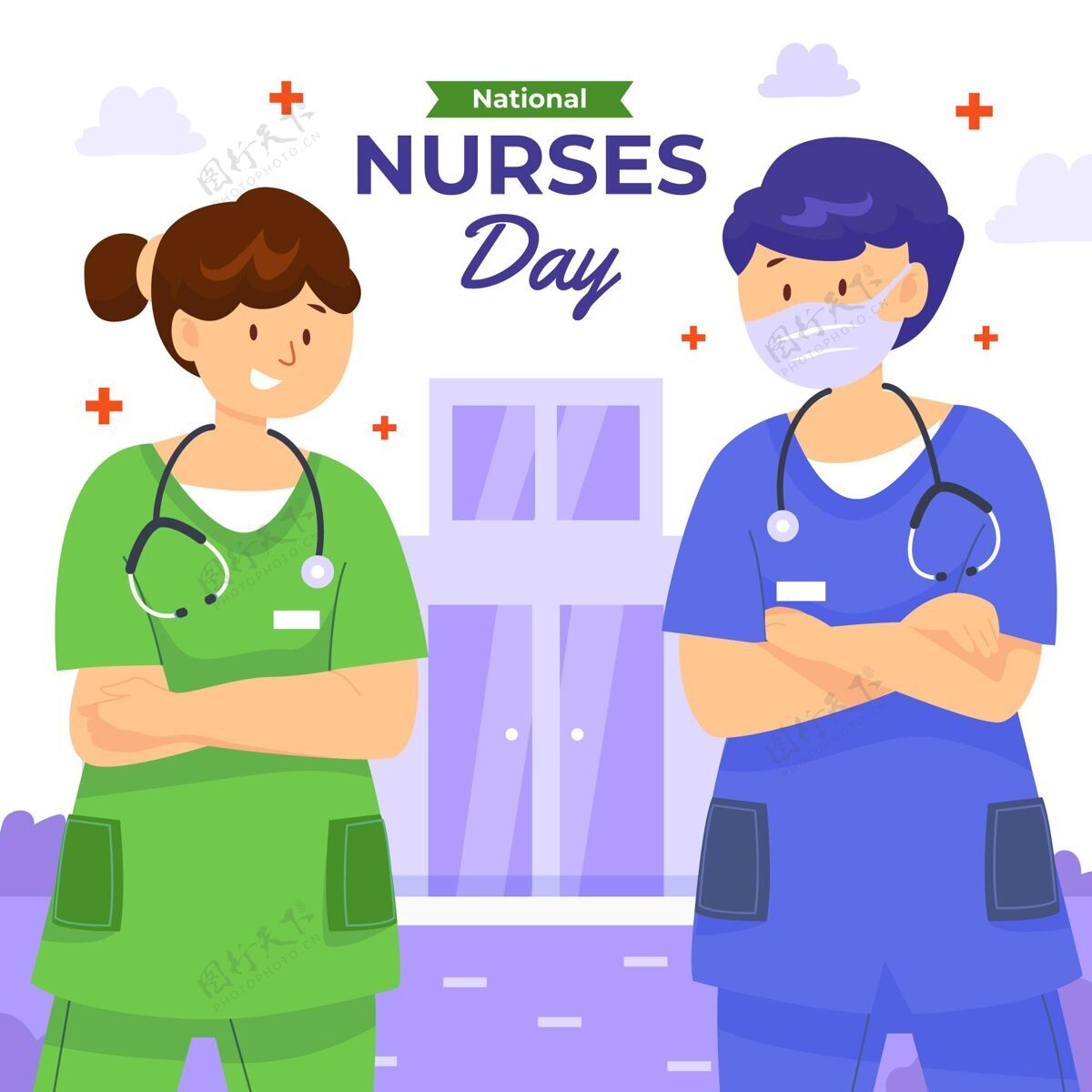 国际护士日平面全国护士节插画健康专家护士护理者