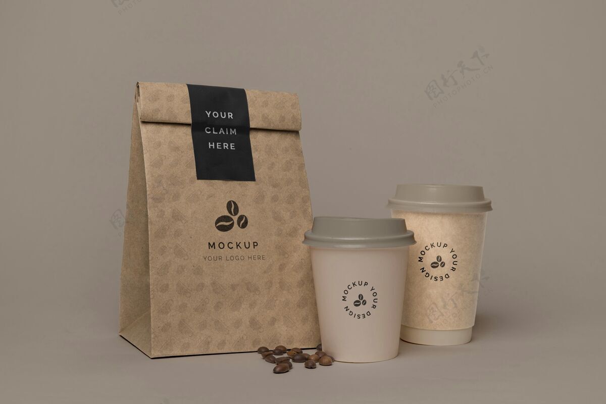 咖啡模型纸袋咖啡模型标签模型咖啡纸袋