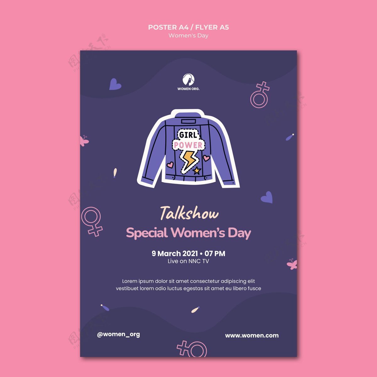 女性妇女节传单模板插图国际传单3月8日