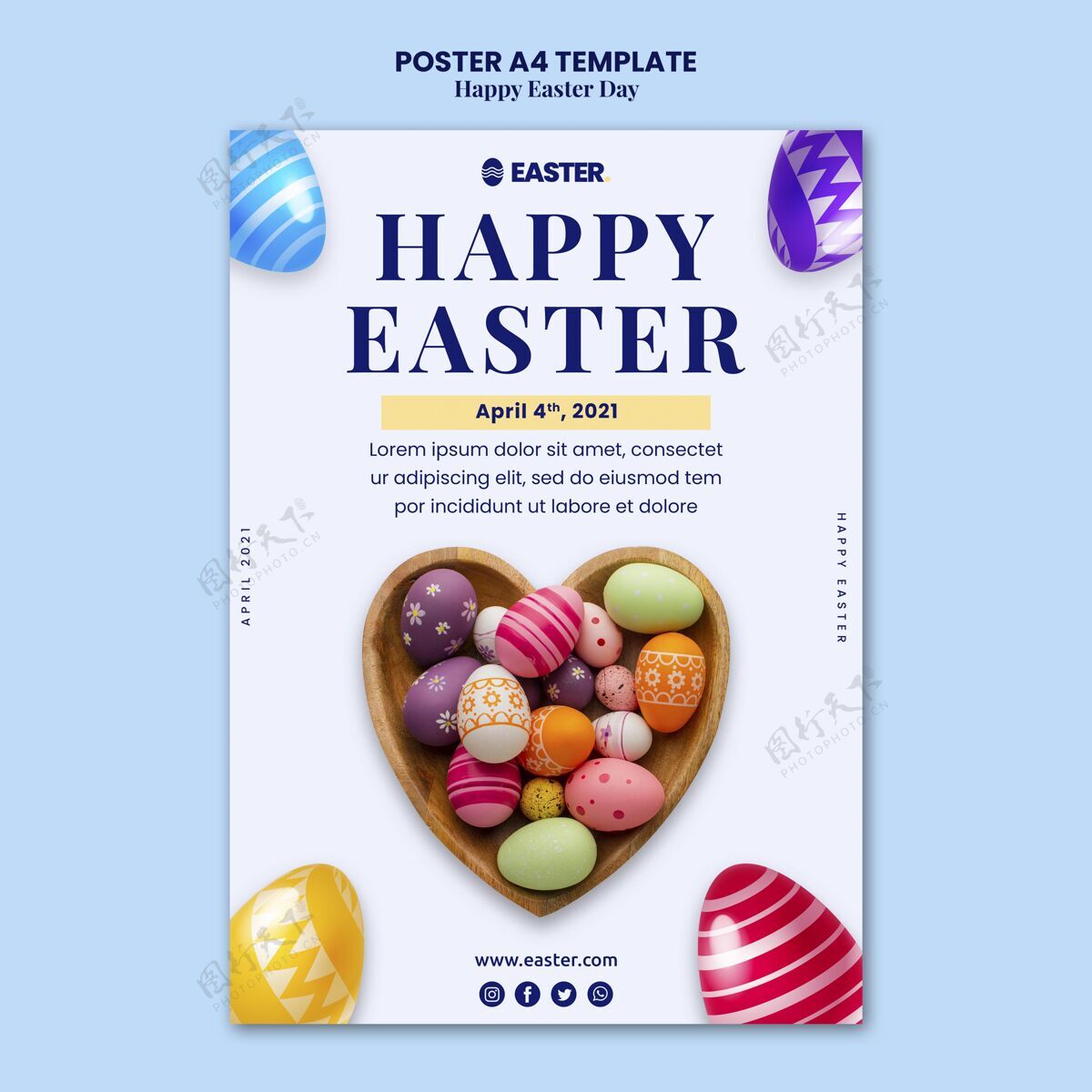 基督教美丽的复活节活动海报印刷模板传统复活节