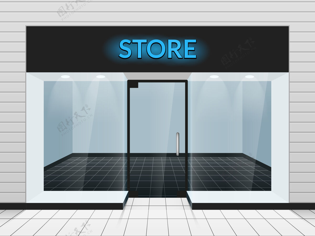 建筑商店正面或商店正面视图插图设计时装商店正面的模板精品店墙壁市场