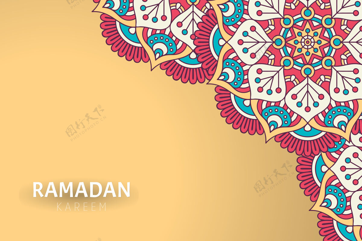 花卉Ramadamkareem背景和曼荼罗装饰伊斯兰螺旋印度