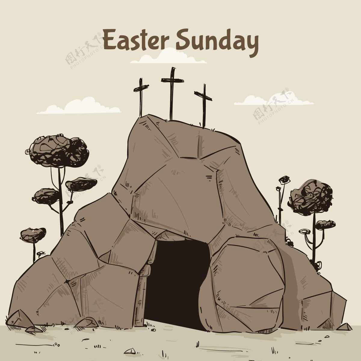 帕夏手绘复活节周日插图上帝宗教复活节周日