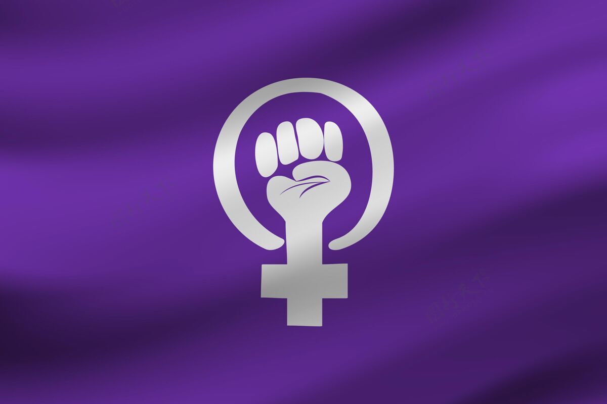 女性赋权现实主义女权主义旗帜女权主义拳头插图