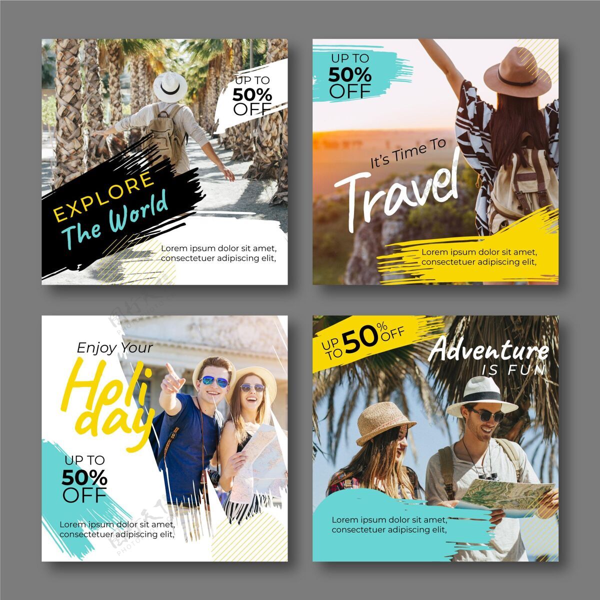 优惠旅行instagram帖子收集模板目的地旅游购买
