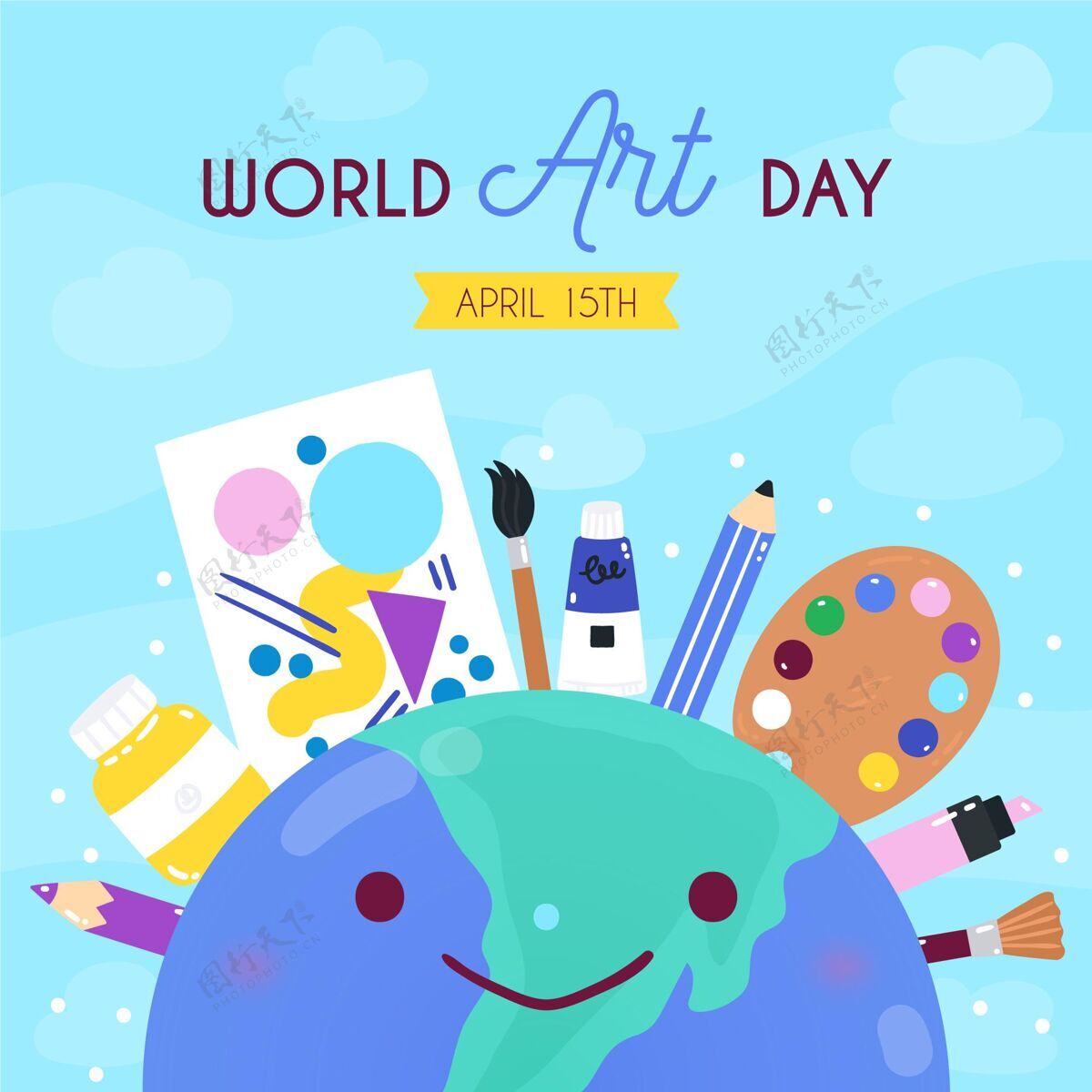美术平面世界艺术日插画世界平面设计创意