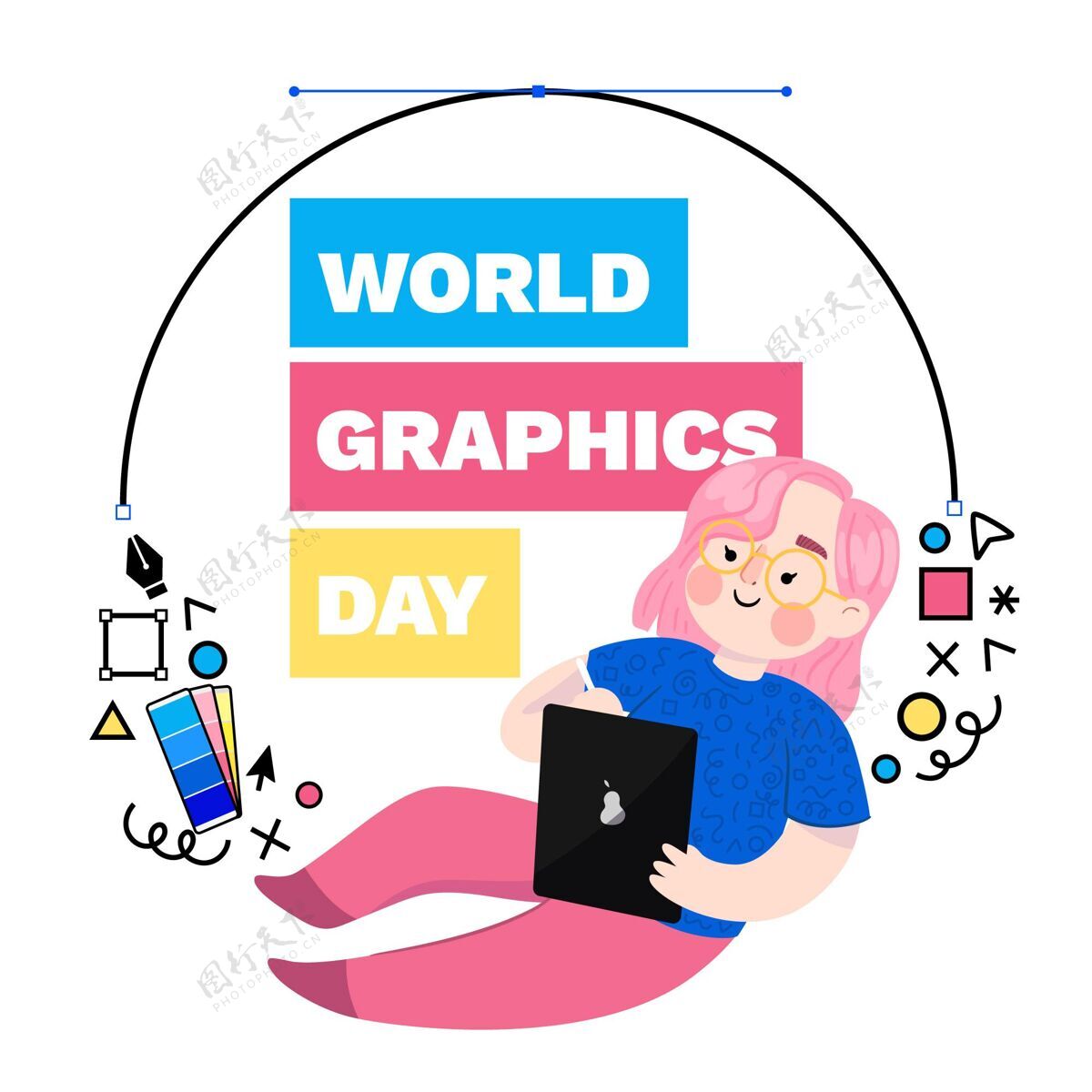 世界图形日平面世界图形日插图平面设计庆祝4月27日