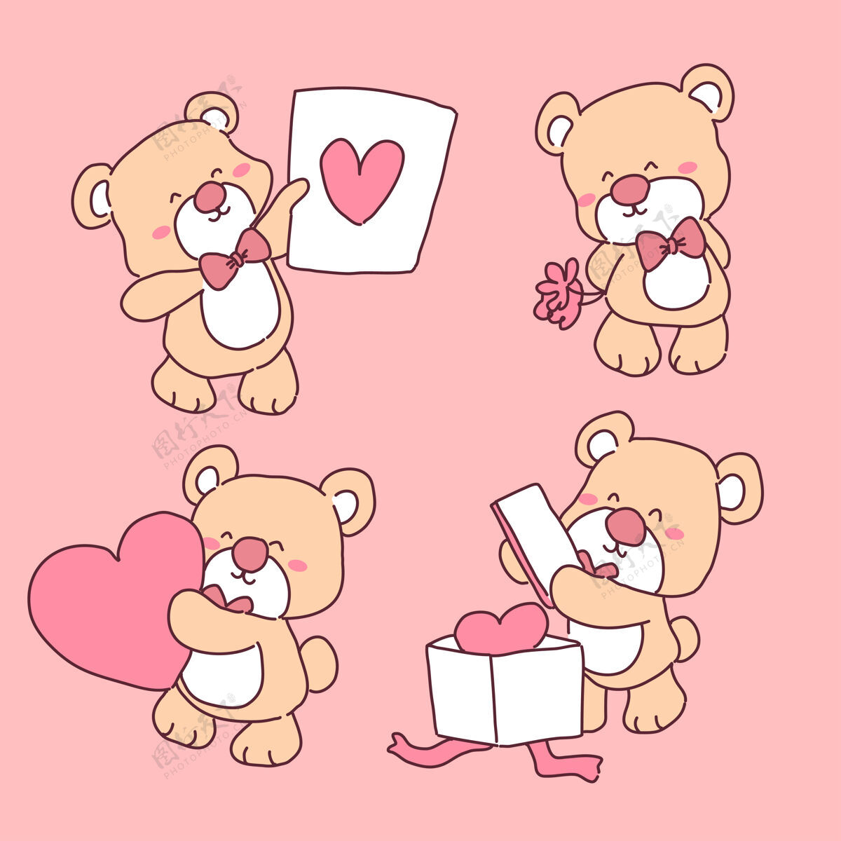 集熊在爱的插图集在一起情侣周年纪念