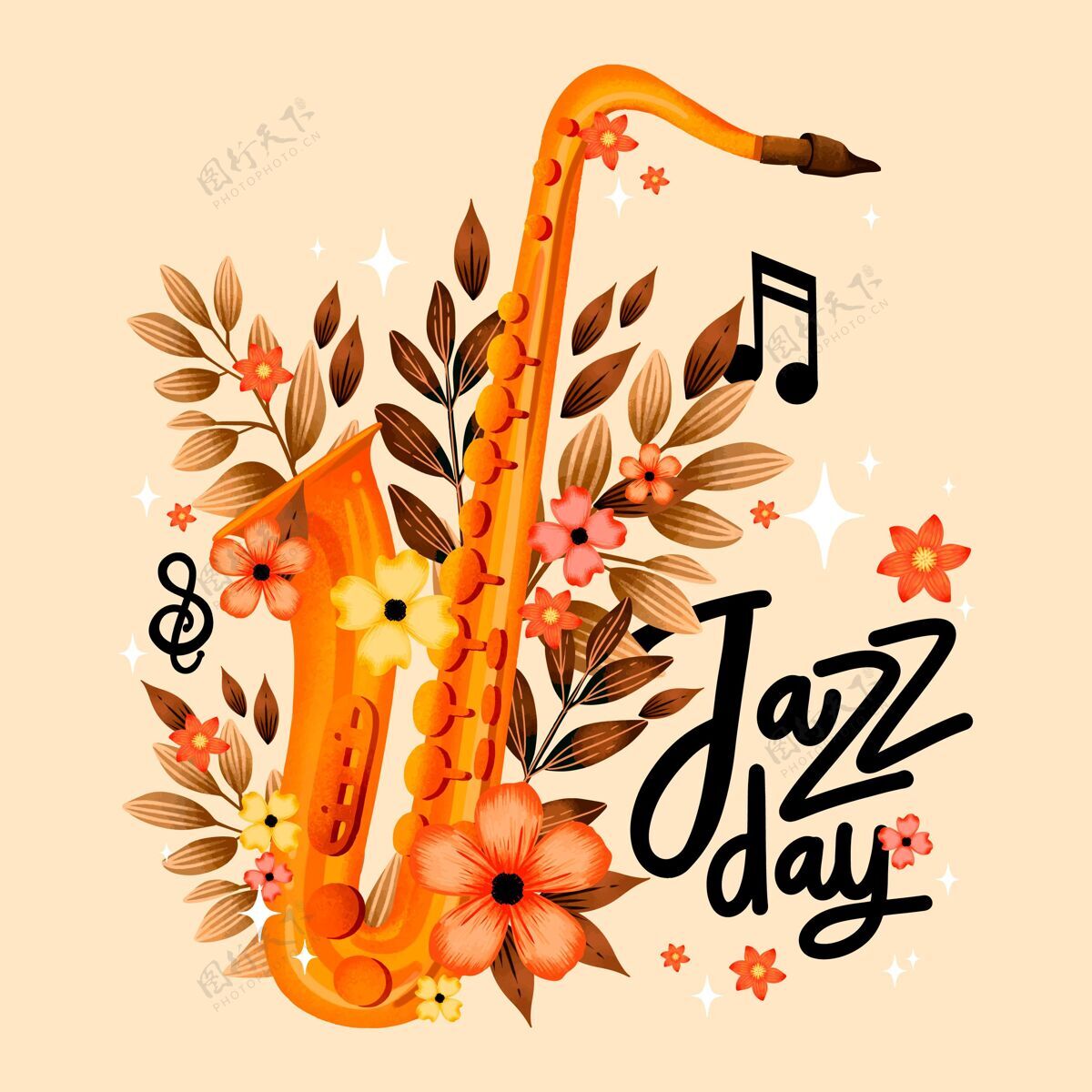 节日水彩国际爵士日插画庆典爵士乐日文化