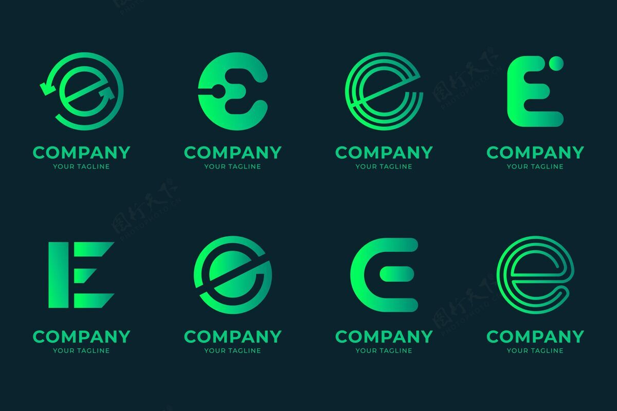 Flat字母e标志集合企业标识公司标识Corporate