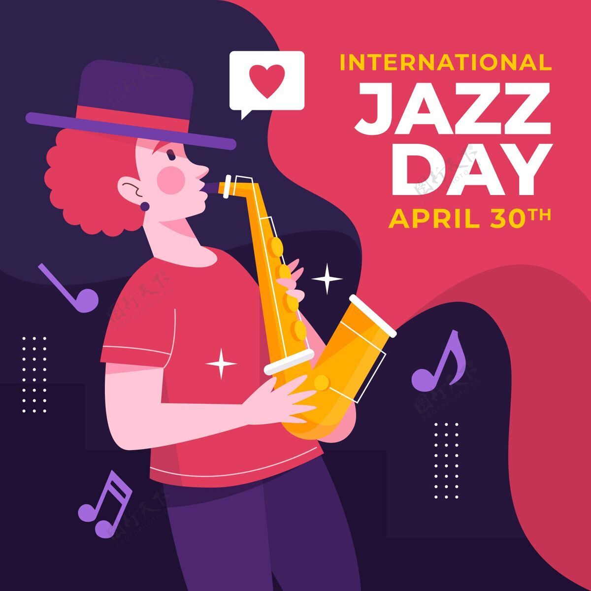 爵士乐音乐会手绘国际爵士日插画国际爵士乐日节日声音