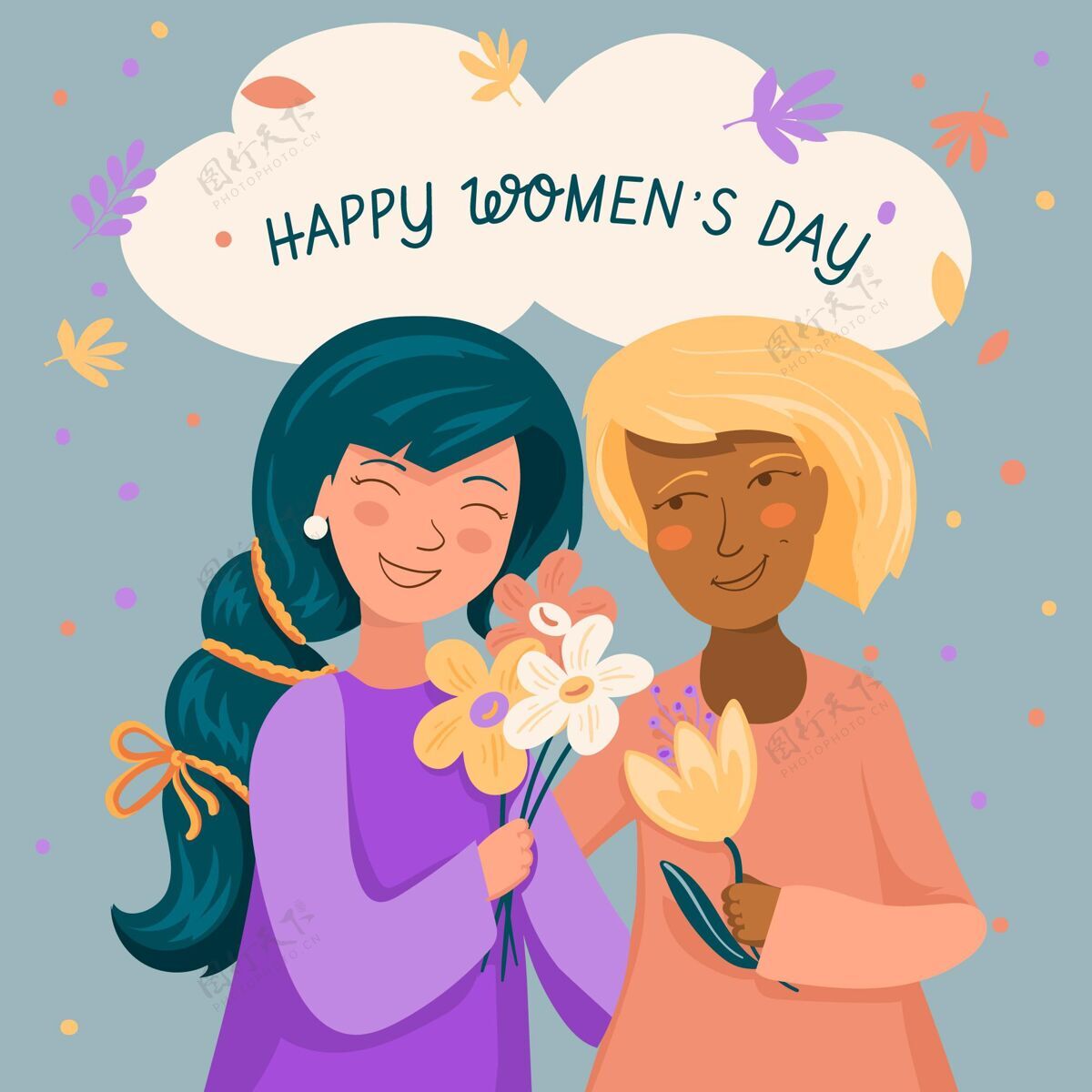 妇女权利手绘国际妇女节插画手绘平等两性平等