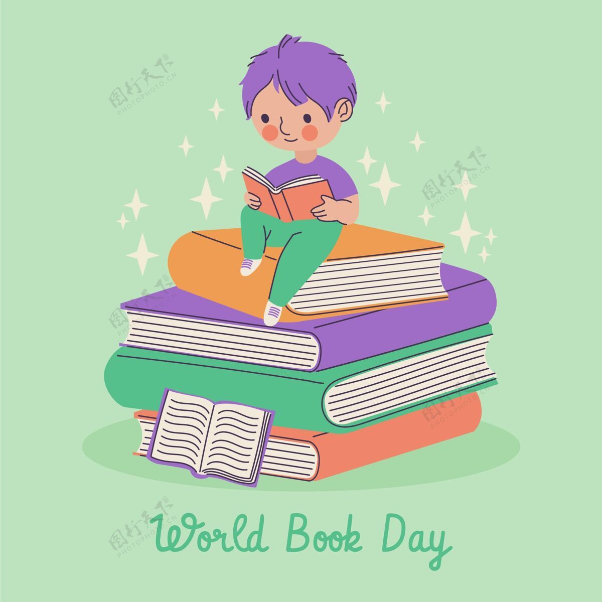 4月23日手绘世界图书日插图故事世界图书和版权日国际