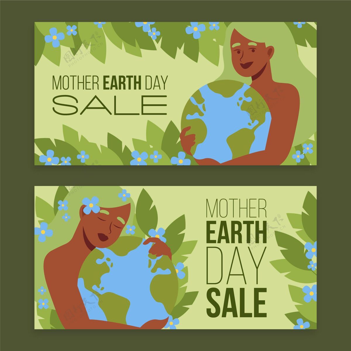 地球母亲日手绘地球母亲节横幅自然生态系统动物