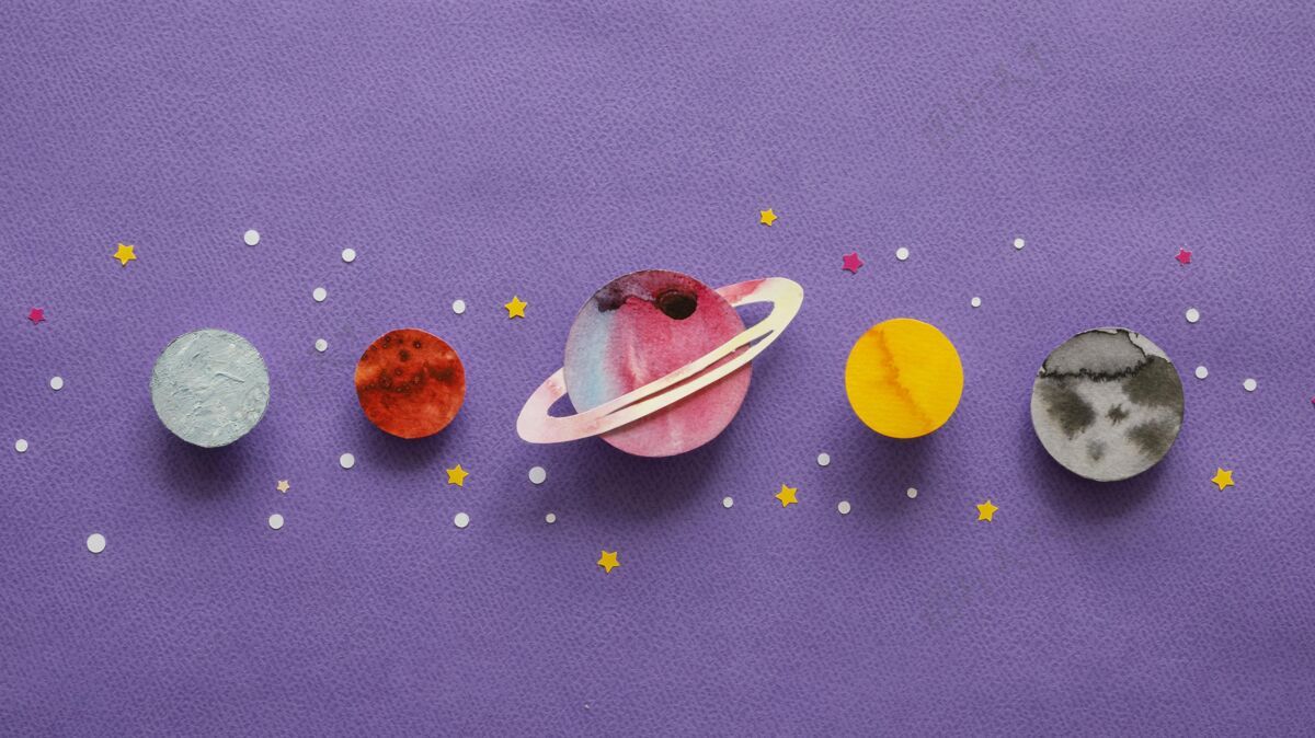 艺术平面布置的创意纸行星装饰恒星空灵