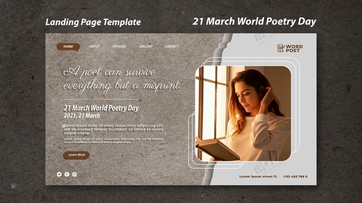 登录页世界诗歌日登陆页国际世界各地网页模板