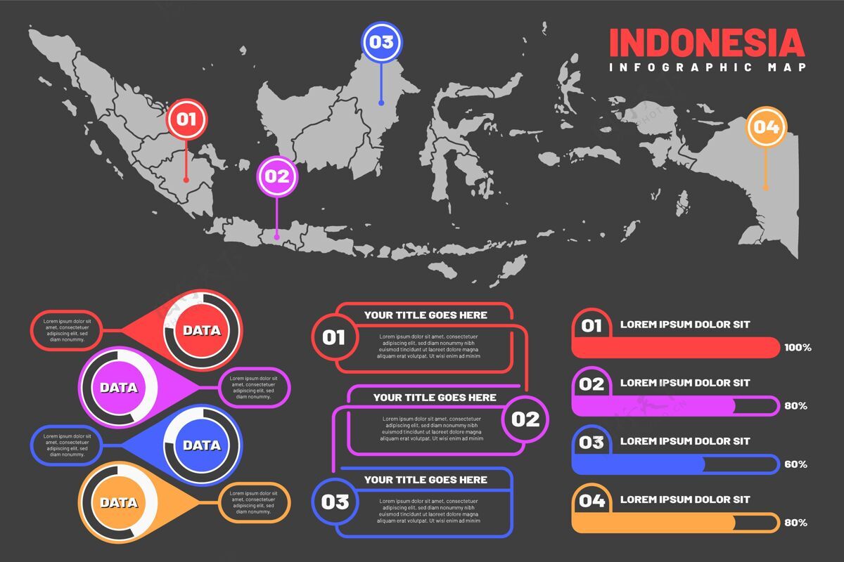 统计线性印尼地图信息图地理图形分析