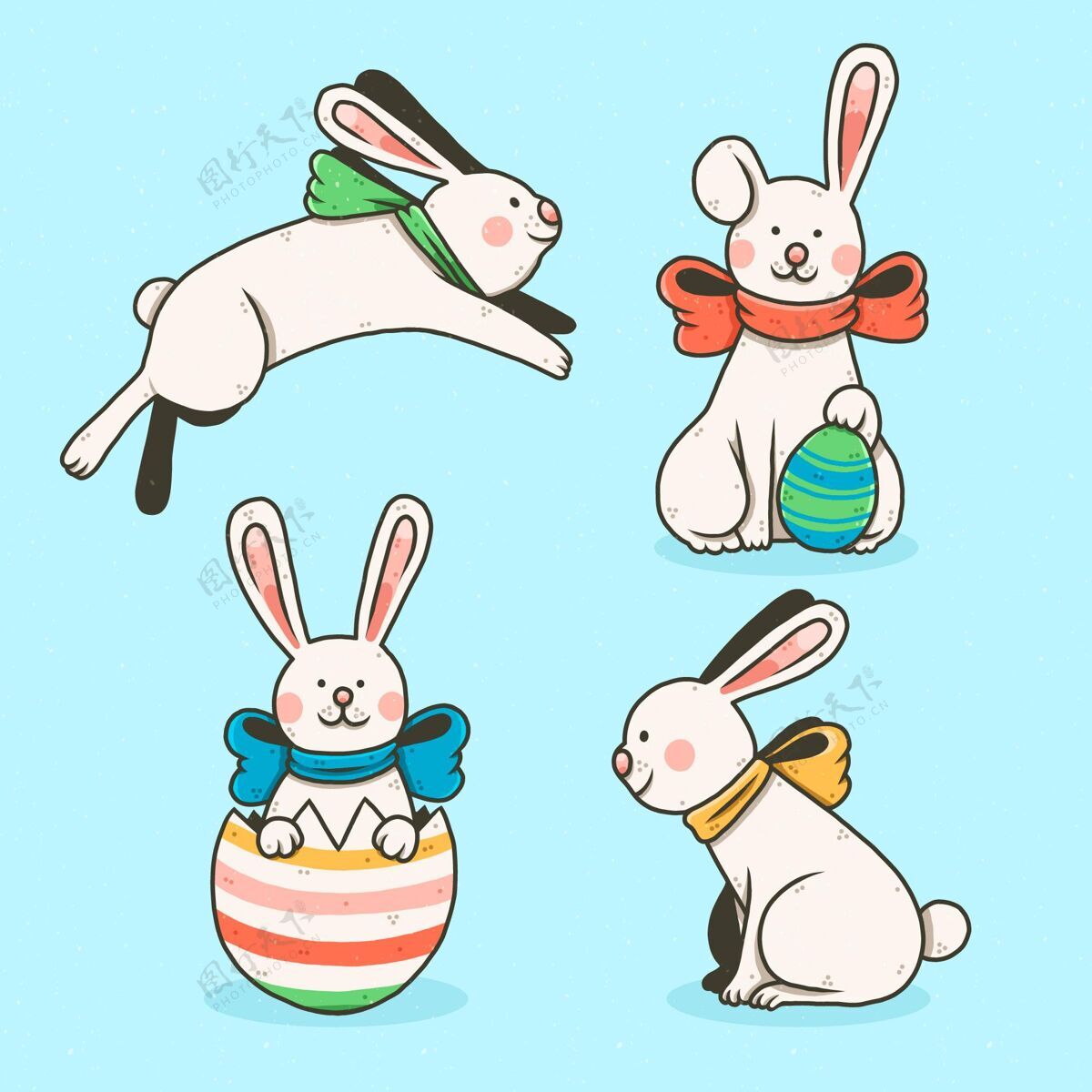 复活节手绘复活节兔子系列可爱包节日