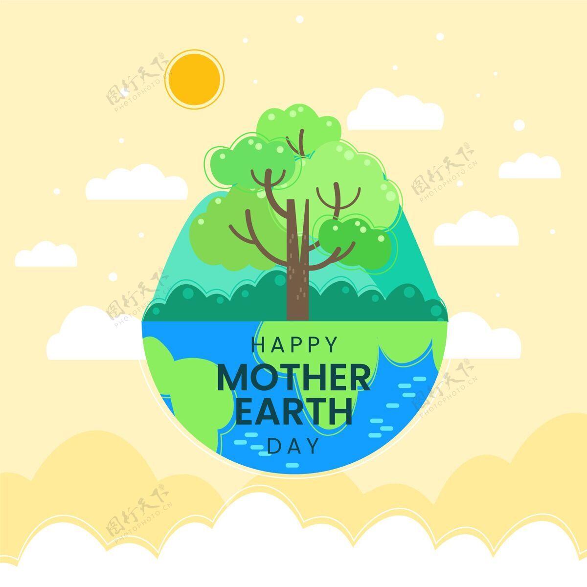 四月地球母亲节插画保护地球地球