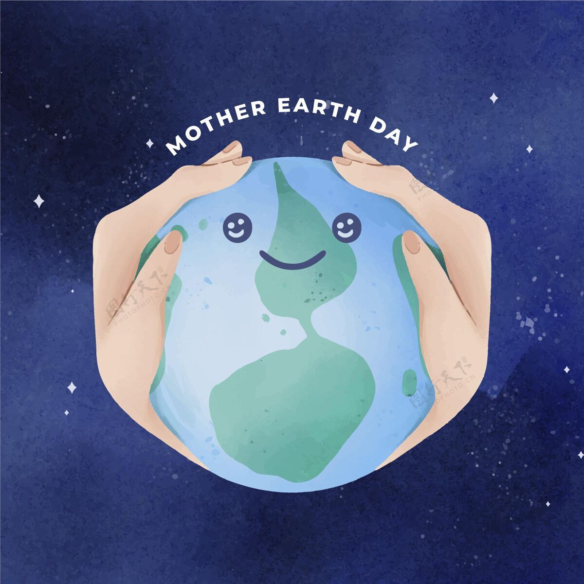 水彩画水彩地球母亲日插画插图地球四月