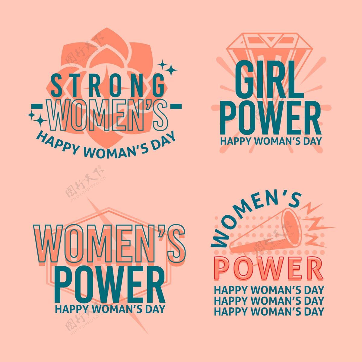 女性权利国际妇女节徽章收藏套装分类标签