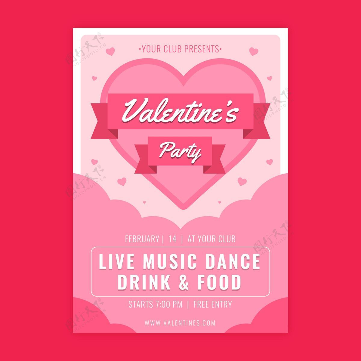情人节平面设计情人节传单海报模板2月14日