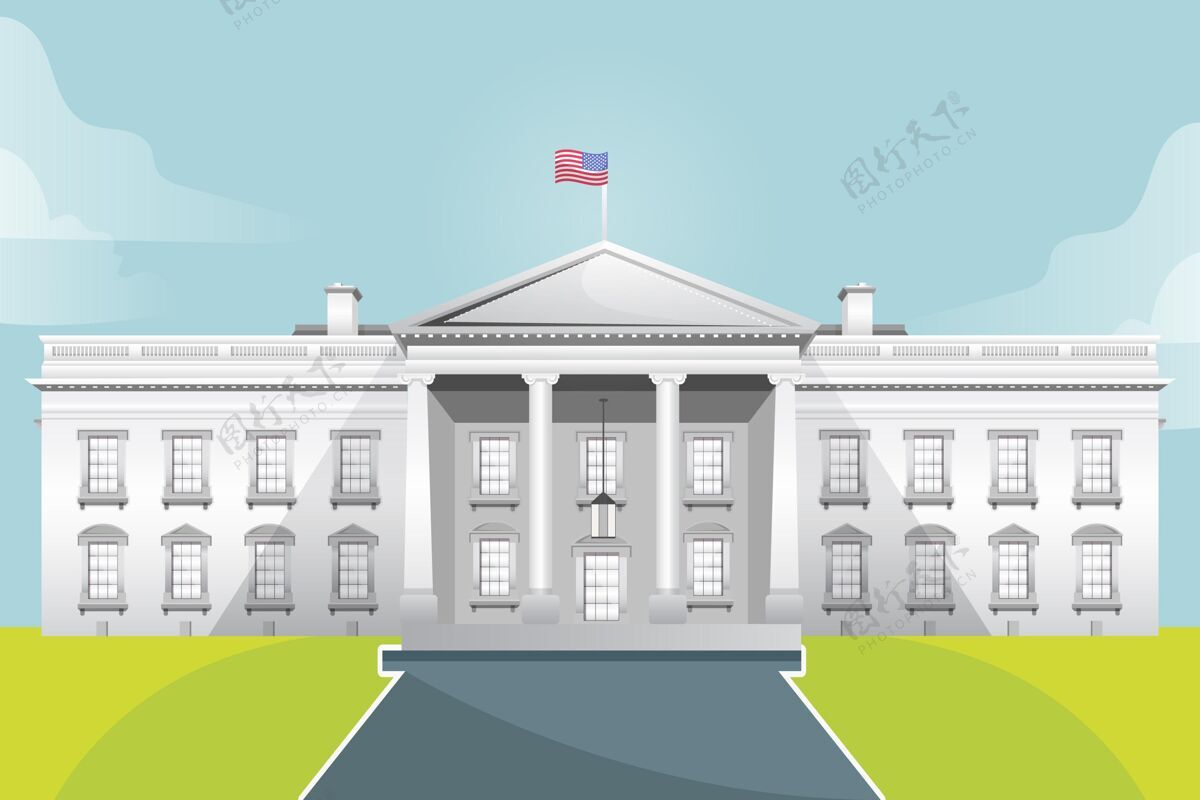 美国详细的白宫插图美国白宫美国